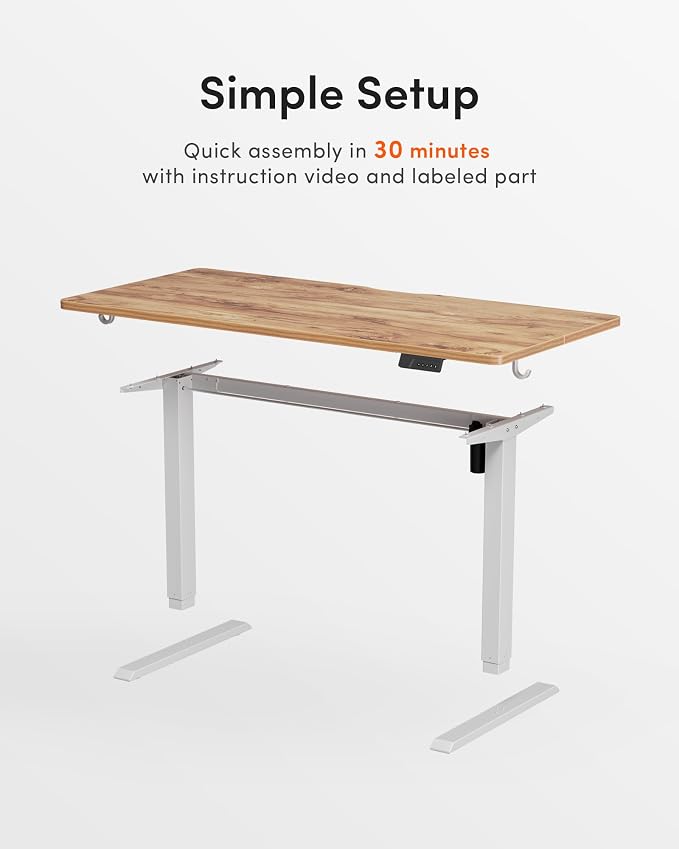 DESINO Standing Desk, 40 × 24 Inches Electric Height Adjustable, Sit and Stand Up, Computer Office Desk with Splice Board, White Frame/Light Rustic TOP - Image 7