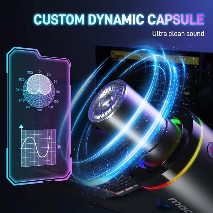 MAONO PD200X XLR/USB Dynamic Microphone, RGB Gaming Mic with Software | PC Mic with Mute, Gain Knob, Volume Control and Headphone Jack for Gaming, Streaming, Podcasting, Recording - Image 2