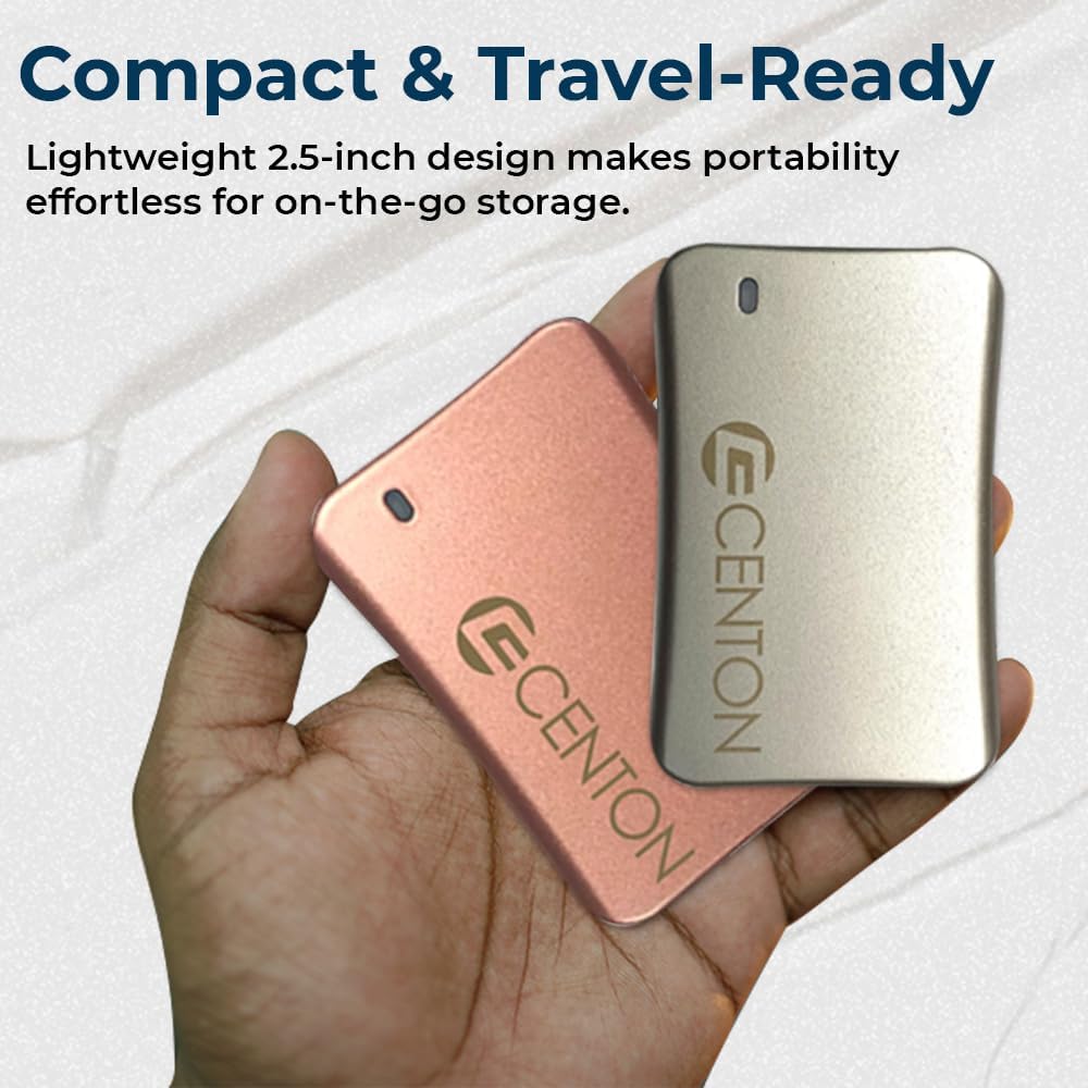 Centon External SSD (Silver Metallic), USB-C 3.2 Gen 2, 500GB - Image 5