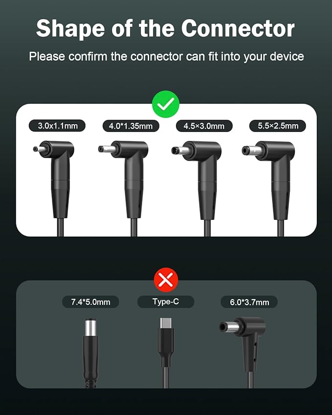 Superer 65W Laptop Charger for ASUS VivoBook ZenBook, Chromebook | Round Tip Connector, Charging Indicator, Extended Cable, Supports 45W 33W Notebook Power Adapter and Selected Laptop Models - Image 3