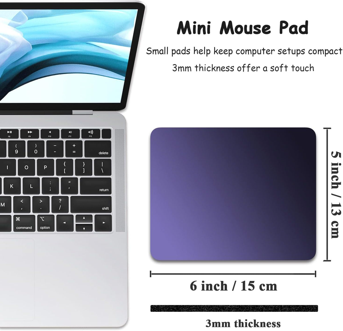 Small Mouse Pad, 5 x 6 Inch Thick Rubber Premium-Textured Non-Slip Portable & Washable Mini Mouse Mat for Women Men Wireless Laptops Keyboard Tray Gaming Work Travel,Gradient Violet - Image 2