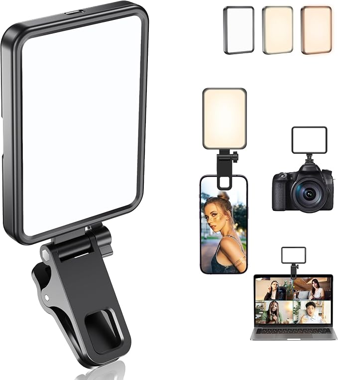 Rechargeable Soft Selfie Light for Phone, Camera, Laptop, 4-14H Battery Portable LED Light for Pictures, Phone Light Clip for Selfie, Vlog, TikTok, Makeup, Video Conference Black | 4-14H Battery Portable LED Light for Pictures, Phone Light Clip for Sel... by DATARM
