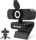 4K UHD Webcam with PDAF Autofocus, Dual Mics, USB-C Adapter, Privacy Cover | 87° view, auto white balance, low-light correction, 360° rotation, 35° tilt, 1.5 m USB-A cable and mini tripod by KRIEER