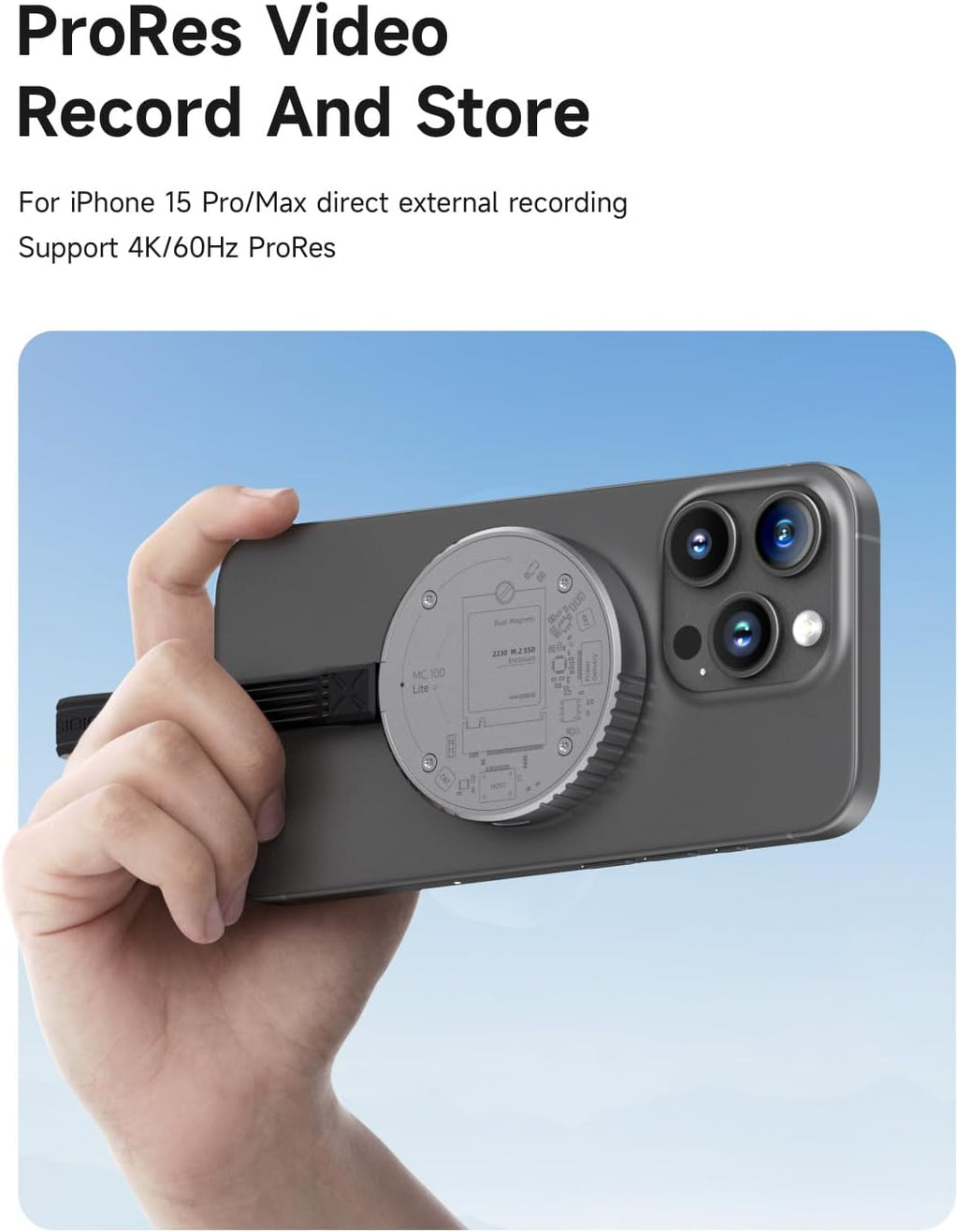 Hagibis Magnetic M.2 2230 NVMe SSD Enclosure with Magsafe for iPhone 17 16 15 Pro Max ProRes, USB C 3.2 10Gbps to NVMe Adapter, Aluminum External SSD Case for MacBook, iPad Pro, Android (MC100 Lite) - Image 4