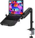 WALI Laptop Desk Mount for 15.6 inch Notebook, Fully Adjustable Single Monitor Arm with Laptop Holder for 32 inch Screen, Laptops Stand with Ventilated Tray, Up to 22 Lbs, (GSDM00LP), Black by WALI