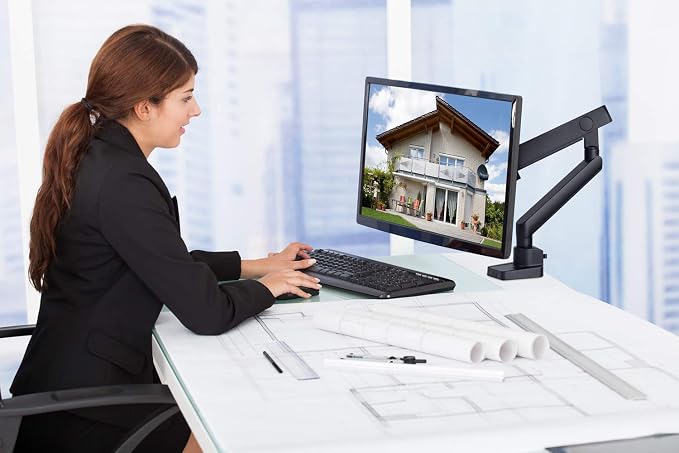 Mount-It! Single Monitor Desk Mount, Top-Mount Arm, 17-32" Screens | Full Motion Tilt Swivel Rotate, Holds up to 17.6 lbs, VESA 75x75/100x100, C-Clamp & Grommet Base, Height Adjustable - Image 9