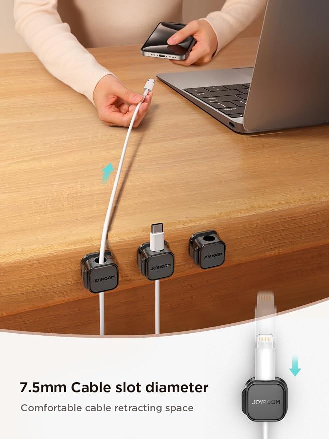 JOYROOM 9 Pack Magnetic Cable Clips, Cord Organizer Adhesive Wire Holder | Home Nightstand Office Desk Accessories, Car Wall Organization, Phone Charger Cord Holder Management, Cable Smooth Adjustable - Image 3