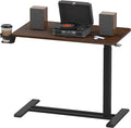 FLEXISPOT H7 32" Pneumatic Height-Adjustable Overbed Table with Wheels | C-shaped bedside table,Medical End Table,Rolling Cart TV Tray,Laptop desk for Hospital Home use,31.5"W x 17.7"D,Mahogany by Unknown