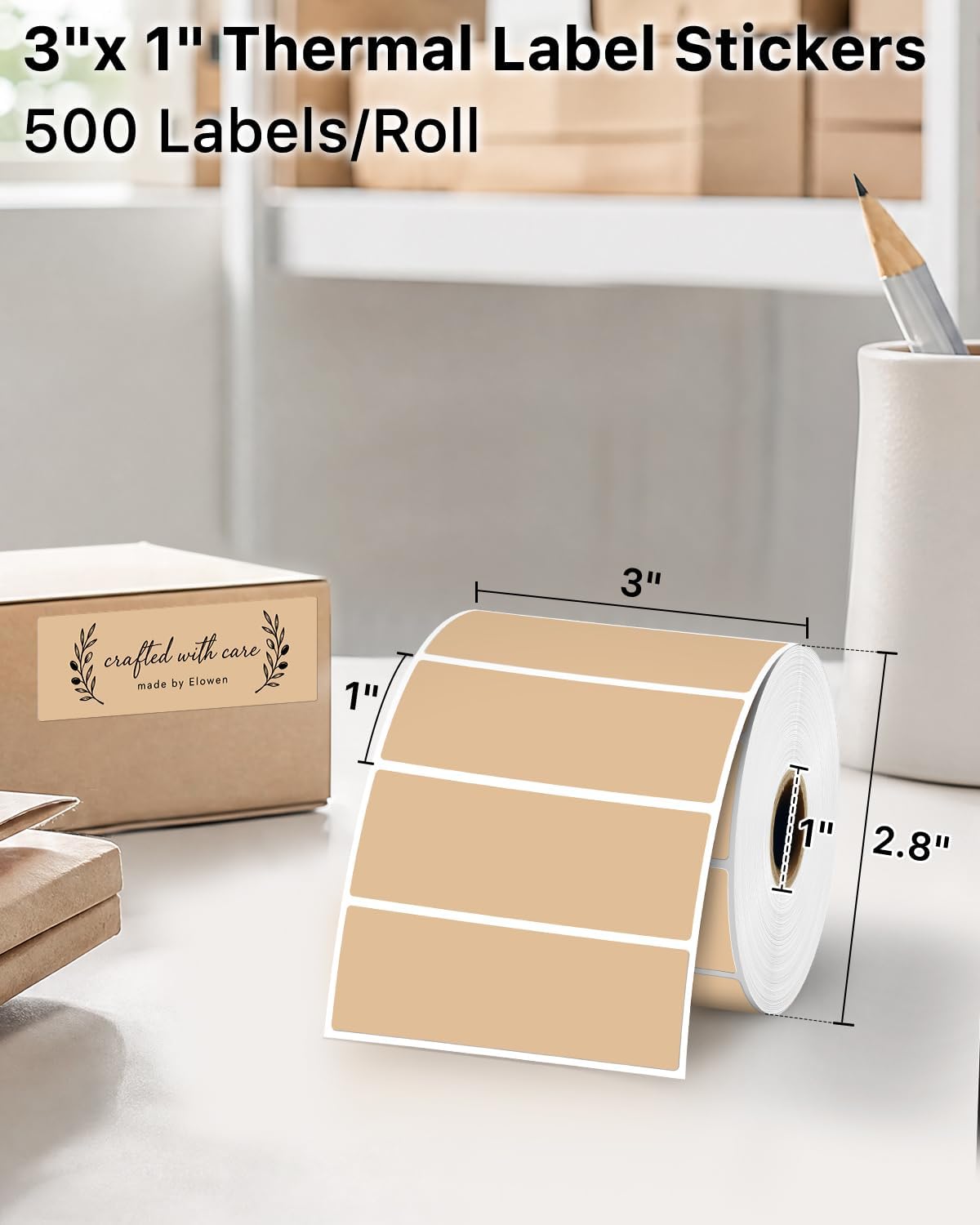 iEager 3x1 Inch Thermal Labels, Brown Durable Thermal Printer Stickers - Image 2