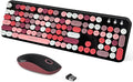 2.4GHz Wireless Keyboard and Mouse Set with Switch Button - Full-Size Keyboard - Compatible for Windows/Laptop/PC/Notebook/Smart TV and More - Black Colorful by FOPETT