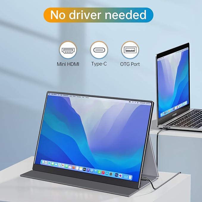 Anyuse 16" QHD USB-C HDMI HDR Portable Monitor | 16" QHD 2.5K IPS HDR, smart cover+speakers, USB-C/HDMI, plug&play, for PC/Mac/Phone/PS5/Xbox/Switch. - Image 7
