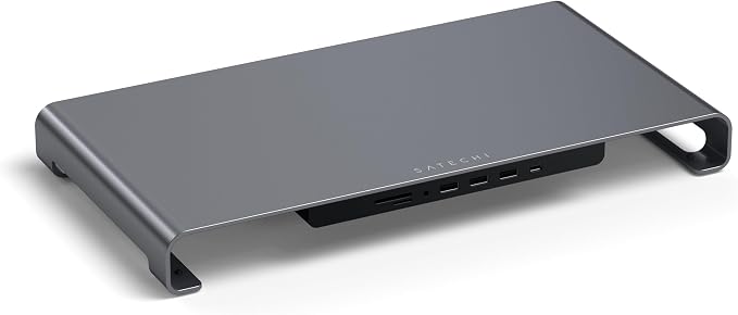 Satechi USB-C Hub Monitor Stand, 3 USB 3.0 Ports, For Desktop Computers | USB-C data port, micro/SD card readers, audio jack, for desktop computers, monitors, laptops by Satechi
