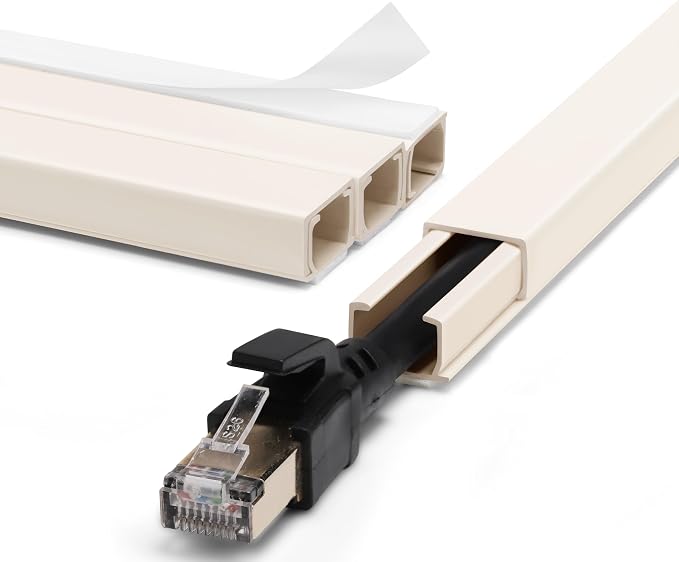 ZhiYo 68" Cord Hider for 1 Cable, Small Beige Wire Covers, 0.6" W x 0.4" H | Fits Up to 1 Thick Extension Cord, Premium Paintable Cable Management Raceway for Wall & Corner, Easy Install by ZhiYo