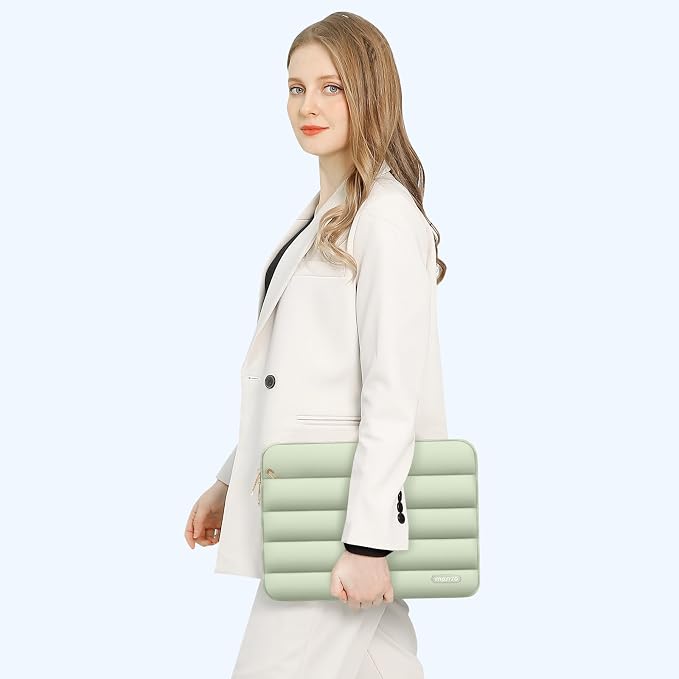 MOSISO Laptop Case 13.3 inch,13-13.3 inch Puffy Laptop Sleeve Carrying Case | Compatible with MacBook Neo/Air 13.6/Pro 13/14, HP Dell ASUS Lenovo, Polyester Horizontal Bag with Small Case, Sage Green - Image 6