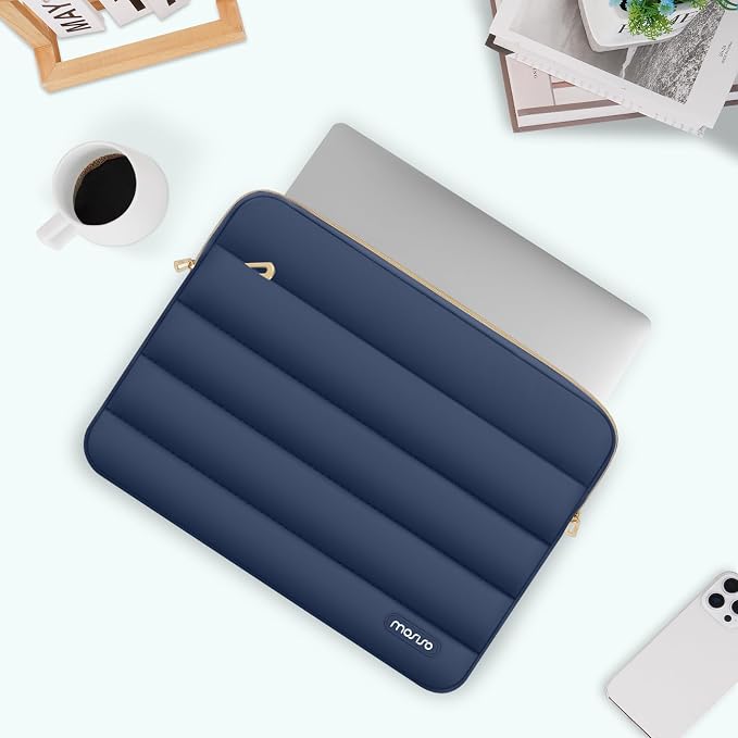 MOSISO Laptop Case 13.3 inch,13-13.3 inch Puffy Laptop Sleeve Carrying Case | Compatible with MacBook Neo/Air 13.6/Pro 13/14, HP Dell ASUS Lenovo, Polyester Horizontal Bag with Small Case,Midnight Blue - Image 7