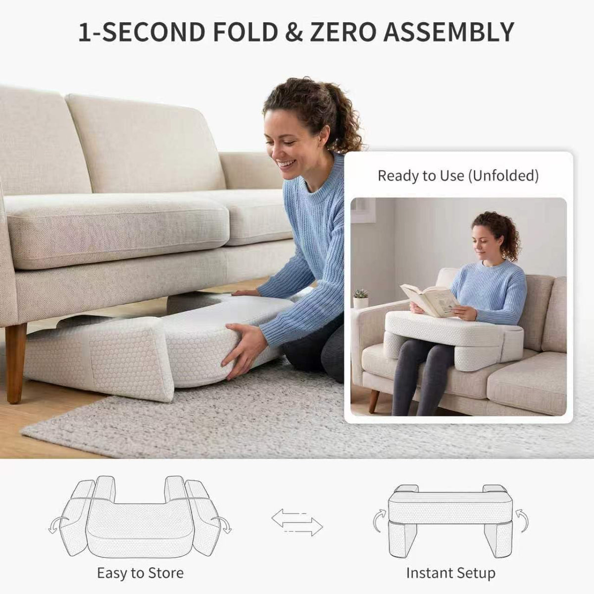 Foldable Lap Desk Pillow - Armrest, Laptop Cushion for Couch & Bed - Image 7