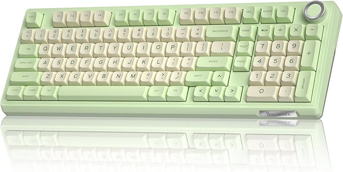SOLAKAKA KI99 Pro Wireless Mechanical Keyboard Quiet Switch,Hot Swappable Pre-Lubed Switches Silent Keyboard with RGB Backlit,Gasket Structure Computer Gaming Keyboards(GreenWhite, Silent Switch) by SOLAKAKA