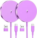Magnetic Wireless Charger, 2-Pack 15W Fast Mag-Safe Stand for iPhone 17-12 | Fast Magnetic Wireless Charging Pads for iPhone 17/17 Air/17 Pro/17 Pro Max, 16/15/14/13/12 Series and AirPods(Purple） by MagneticCharger