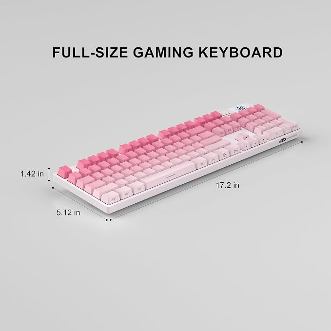 MageGee MK-Storm Mechanical Gaming Keyboard, 104 Keys Wired Light Up Keyboard with Linear Red Switch, RGB Backlit, Side-Printed Keycaps, N-Key Rollover for Laptop, Desktop, PC (Gradient Pink) - Image 7