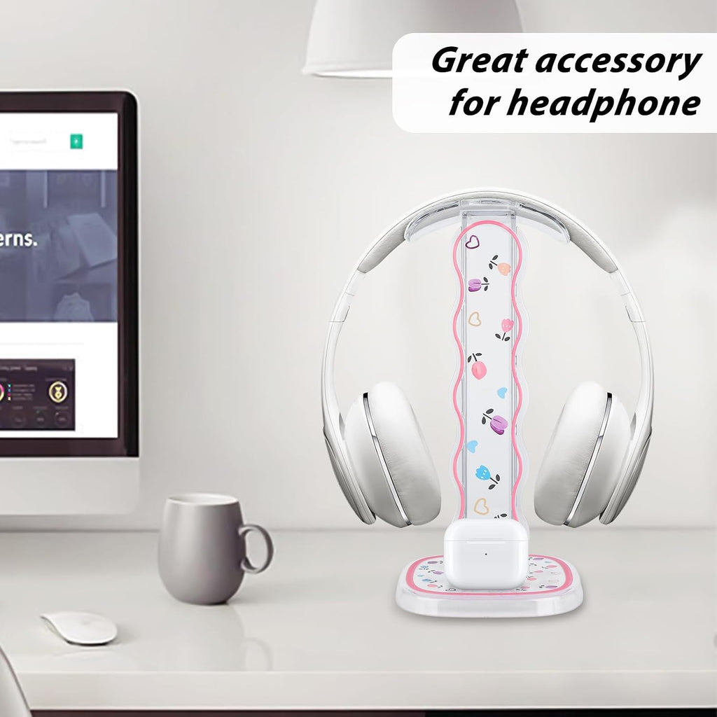 CamyCosy Headphone Holder for Desk, Gaming Headset & Earphone Stand with Tulip Flowers Pattern - Image 5
