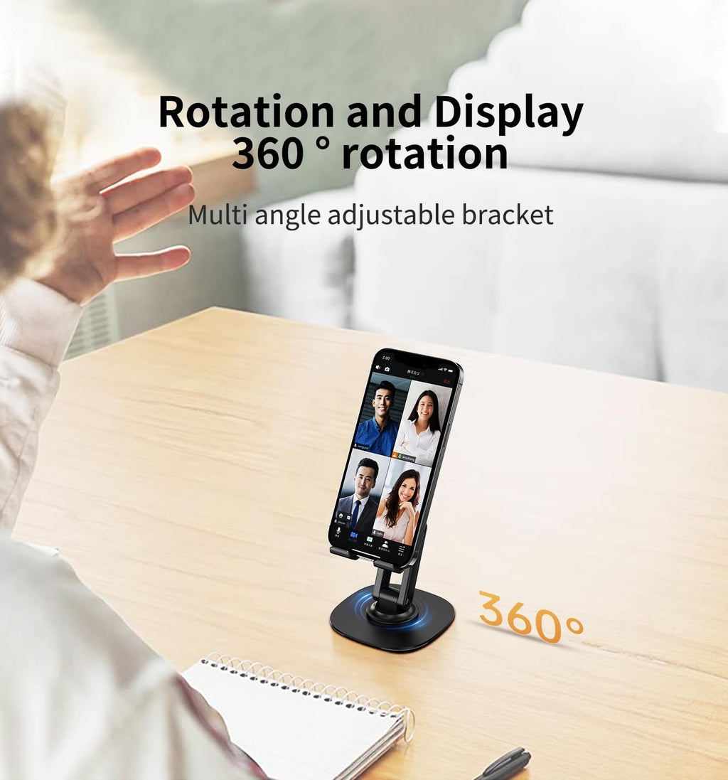 360° Rotating Cell Phone Stand for Desk (K69-Black) - Image 2