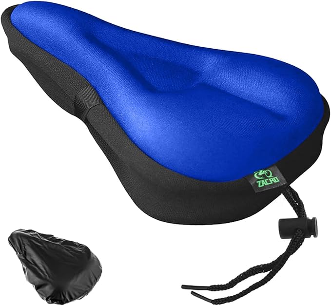 Zacro Bike Seat Cushion - Gel Padded Bike Seat Cover for Men Women Comfort, Extra Soft Exercise Bicycle Seat Compatible with Peloton, Outdoor & Indoor Bike Saddles by ZACRO