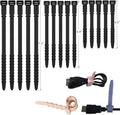 Silicone Zip Ties, Reusable Zip Ties, Rubber Cable Ties Straps for Wire Management, Elastic Silicone Ties Cable Organizer for Home Office, Cord Ties in Three Sizes 4.5" 5.9" and 7.1" (5+5+5 Pcs Black) by GELIAL