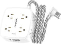Surge Protector Power Strip - YISHU 8 Outlets with 4 USB (2 USB C) Charging Ports, 5Ft Braided Extension Cord, Flat Plug Multi Plug Outlet Extender Charging Station for Home Office, ETL, White by YISHU