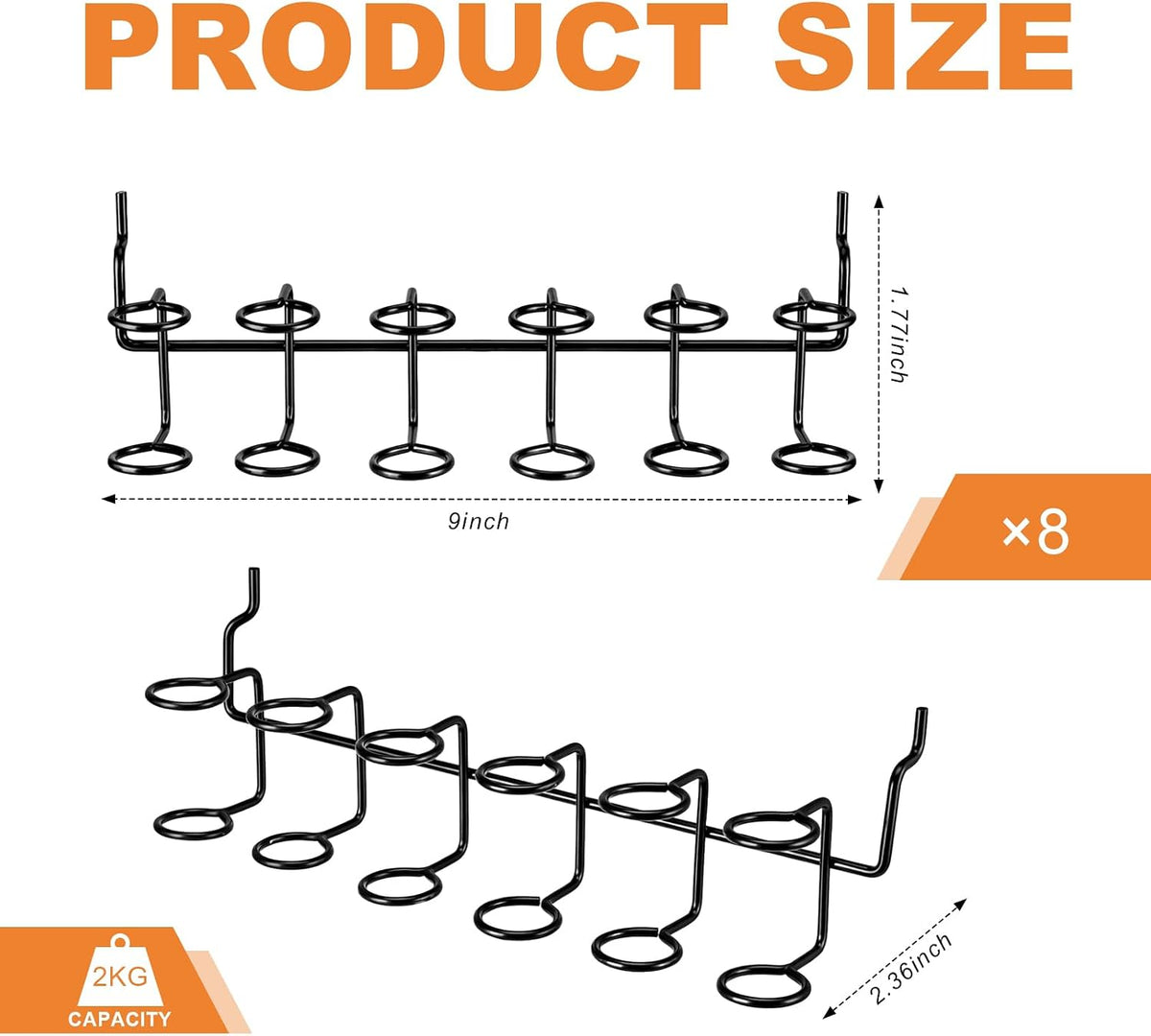 Ripeng 8 Pieces Pegboard Screwdriver Holder PegBoard Tool Holders, Black - Image 2