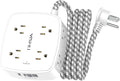 Surge Protector Power Strip - YISHU 8 Outlets with 4 USB (2 USB C) Charging Ports, 6Ft Braided Extension Cord, Flat Plug Multi Plug Outlet Extender Charging Station for Home Office, ETL, White by YISHU