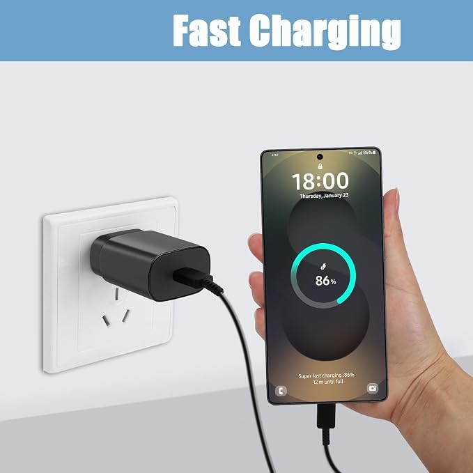 25W Type C Charger, 4-Pack Type C Fast Charging Block, with 6ft Cable Compatible Galaxy S25 S24 S23 S22 S21 S20 S10 S9/i Phone 17/16/15 - Image 4