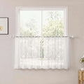 Ivory Sheer Valances for Windows 2 Panels 14 Inch Length 52" Width | Window Topper Valance for Cafe Kitchen, Small Window Decor for Bedroom Living Room, Rod Pocket, Each Panel 52W x 14L by OWENIE
