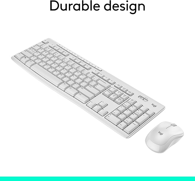 Logitech MK270 Full Size Wireless Keyboard and Mouse Combo - Off White | Full size keyboard with spill-resistant design, compact ambidextrous mouse, connect via single included USB-A Nano Receiver - Image 5
