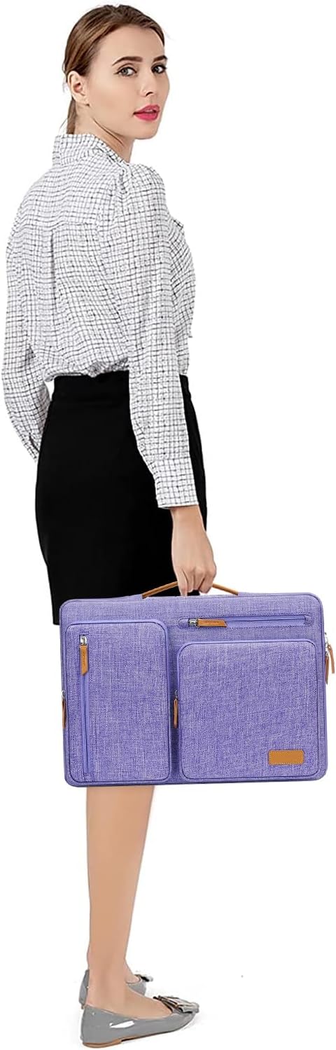 MOSISO 360 Protective Laptop Case 15 inch, 15 inch Laptop Sleeve | Compatible with MacBook Air M5 M4 M3 M2 2026-2023, Dell XPS Plus, Side Open Carrying Case with 4 Zipper Pockets, Purple - Image 6