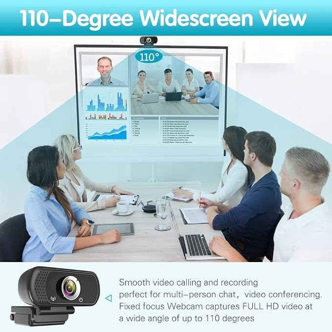 ZIQIAN 1080P Webcam with Microphone, USB Web HD Camera for PC, Laptop&Mac | 110° Wide Angle Computer Webcam with Privacy Cover & Tripod, Streaming Webcam for Zoom, Twitch, Teams, YouTube, Plug & Play - Image 4