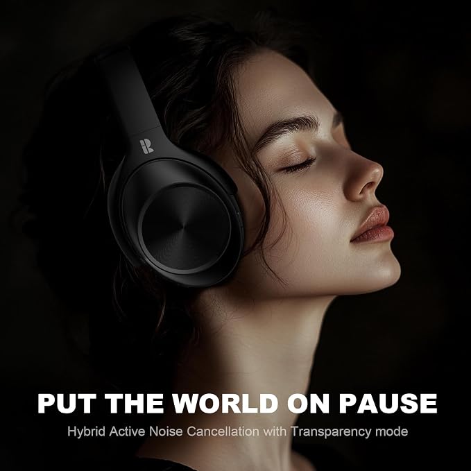 Calmbee Hybrid Active Noise Cancelling Headphones, Bluetooth 5.4 Headphones Wireless Over Ear with Mic for Clear Calls, Hi-Res Audio, 90H Playtime, Transparency, Deep Bass, Dongle Connect, Custom App | Bluetooth 5.4, Clear Mic Calls, Hi-Res Audio, 90H ... - Image 2