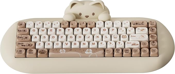 YUNZII C68 Wireless Mechanical Keyboard,65% Layout,Hot Swap,Triple Mode BT5.0/2.4G/Wired, RGB Backlit NKRO,Cute Cat Silicone Ergonomic Design for Win/Mac (Brown, Milk Switch) | Wireless Triple Mode BT5.0/2.4G/Wired, RGB Backlit NKRO, Cute Cat Silicone ... by YUNZIIMECHANICALKEYBOARD