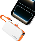 MOMAX Portable Charger 5000mAh Small Power Bank Wireless Portable Charger | PD 20W Fast Charging, 3 USB-C Port, LED Battery Display, Mini, Smart Temperature Control for iPhone 17 16 15 Pro Max, Orange by MOMAX