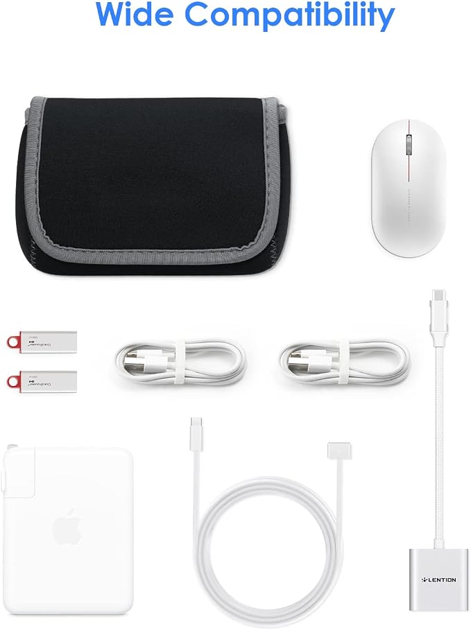 LENTION Storage Small Pouch Bag Cases for Accessories Laptop MacBook Power Adapter, Wireless Mouse, iPhone Charger, Cellphone, Power Bank, Cord Travel Cable Electronic Organizer - Dark Gray | Compact Tech Storage Fits Laptop Adapter, Mice, Charger, Pow... - Image 6