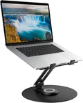 Swivel Laptop Stand for Desk, Adjustable Height Aluminum Computer Stand with 360 Rotating Base, Foldable Ergonomic Riser, Portable Laptop Holder Compatible with MacBook, All Laptops 10-17'', Black by Epherie