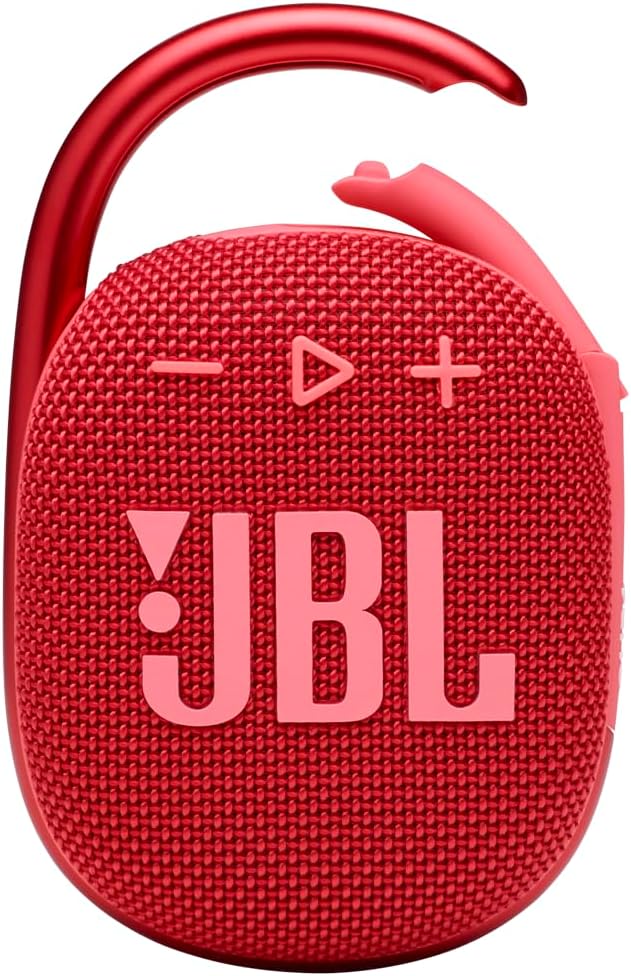 JBL Clip 4 - Portable Mini Bluetooth Speaker, big audio and punchy bass, integrated carabiner, IP67 waterproof and dustproof, 10 hours of playtime, speaker for home, outdoor and travel (Red) by JBL