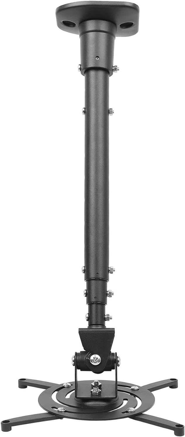 Full Motion Universal Ceiling Projector Mount Bracket with Adjustable Height and Extendable Arms Rotating Swivel Mount for Home and Office Projector (Black) by DYNAVISTA