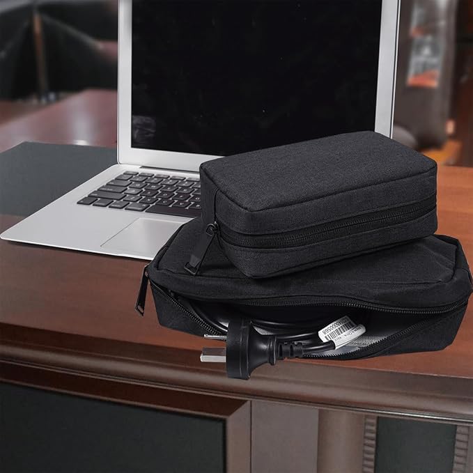 CAAORDKSO Electronics Accessories Case, Electronic Organizer Travel Cable Accessories Bag, Portable Waterproof Storage Bag for Hard Drive,Power Bank,Chargers,Mouse,Various Accessories(Small+Big-Black) - Image 3