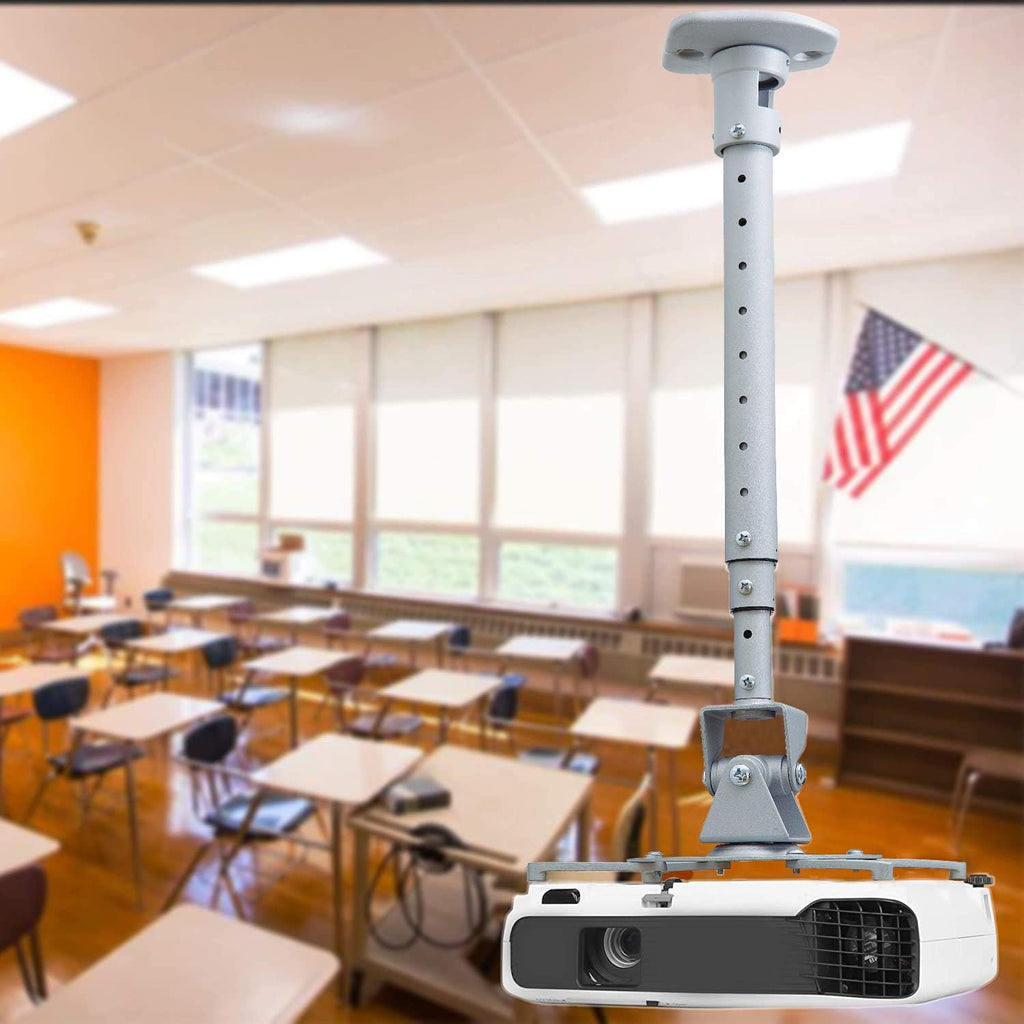 Ceiling Projector Mount Bracket with Adjustable Extendable Arms, Rotating Swivel Tilt for Home and Office Projectors (Extendable-Silver) - Image 7
