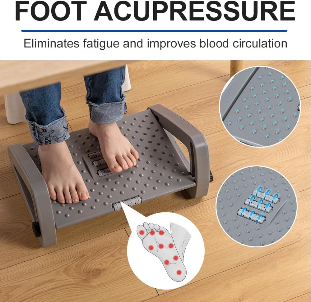 Foot Rest for Under Desk At Work, Six Heights Adjustable Foot Stool - Image 6