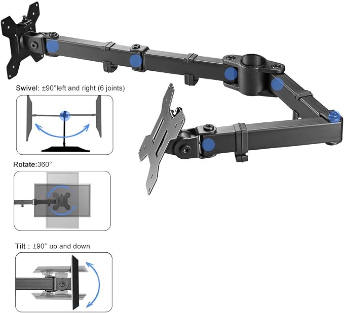 Suptek Dual Fully Adjustable Arm and Plate for Suptek Monitor Mount (MD6SB) - Image 2