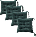 Set of 4 Chair Cushions for Dining Chairs with Ties, Indoor Non-Slip Kitchen Chair Pad and Dining Room Seat Cushion Mat for Office Living Room Outdoor 15.5" - Dark Green by MissSoul