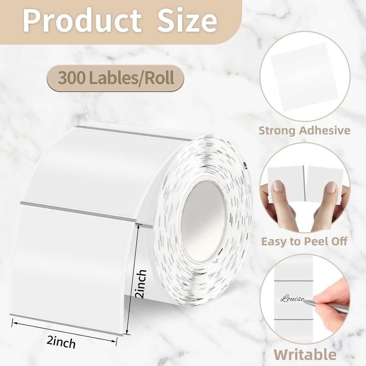 Starboling 2"x2"Transparent Square Thermal Labels,Self-Adhesive Thermal Sticker Printer Labels for Small Business,Address,Color Coding - Image 2