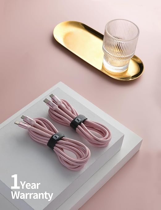 USBC to USBC Cable Fast Charging 66W, 2Pack 3FT USB C Cable, iPhone USB C | Charger Cable Short USB Type C to C Cord Nylon Braided for iPhone 17/16/15/Pro Max/Plus/Samsung Galaxy S23/LG and More-Pink - Image 9