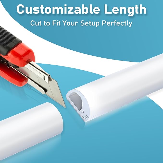 39" Cord Hider Wall, Self Adhesive Silicone Cord Covers for Wires On Wall, Cord Hider for Wall Mount TV, Flexible Cable Cover Raceway Kit for 1 Wire, White (0.59" W x 0.39" H) - Image 6